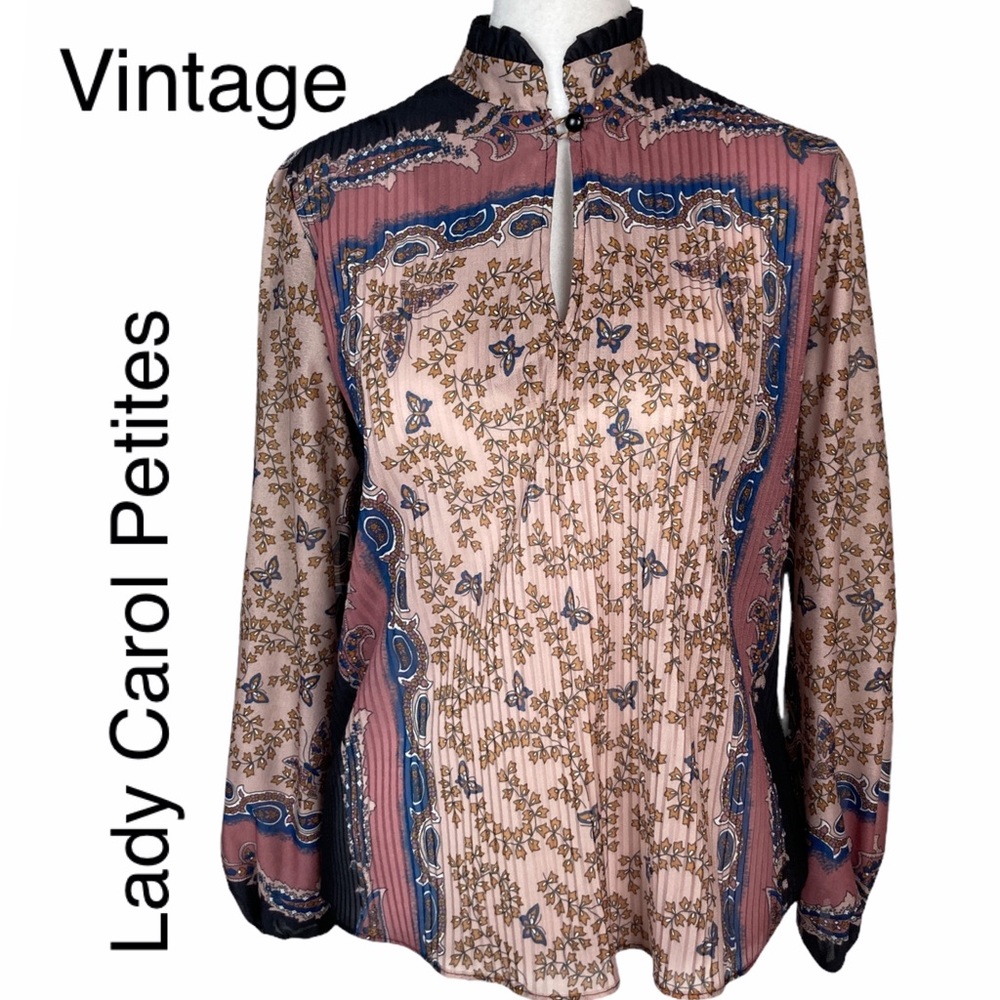Lady Carol Petites Vintage Blouse Butterfly Pattern size SP - Picture 1 of 16
